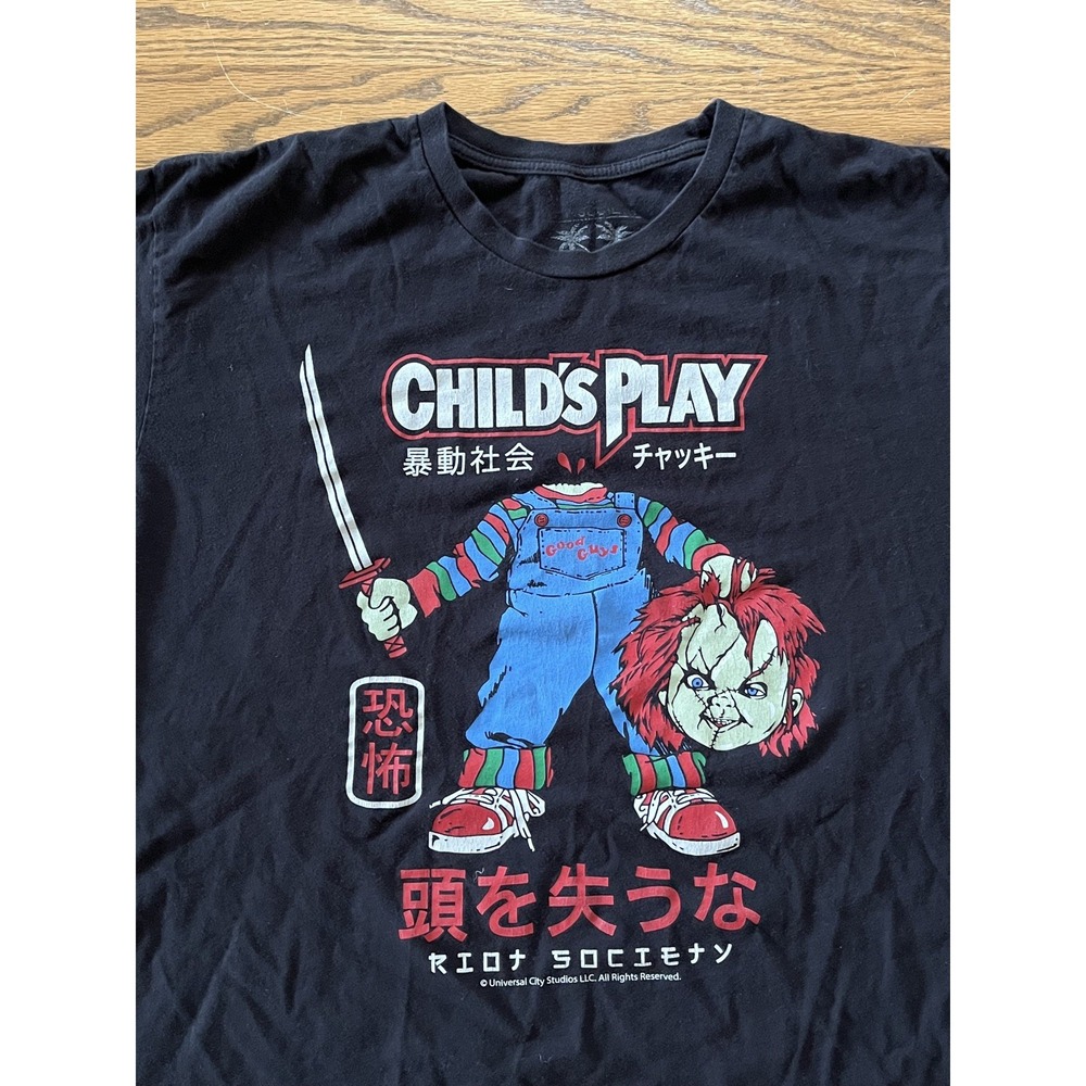 Childs Play 2 Riot Society Tshirt‎ XL 100% Cotton Short Sleeve Chucky Good Guys